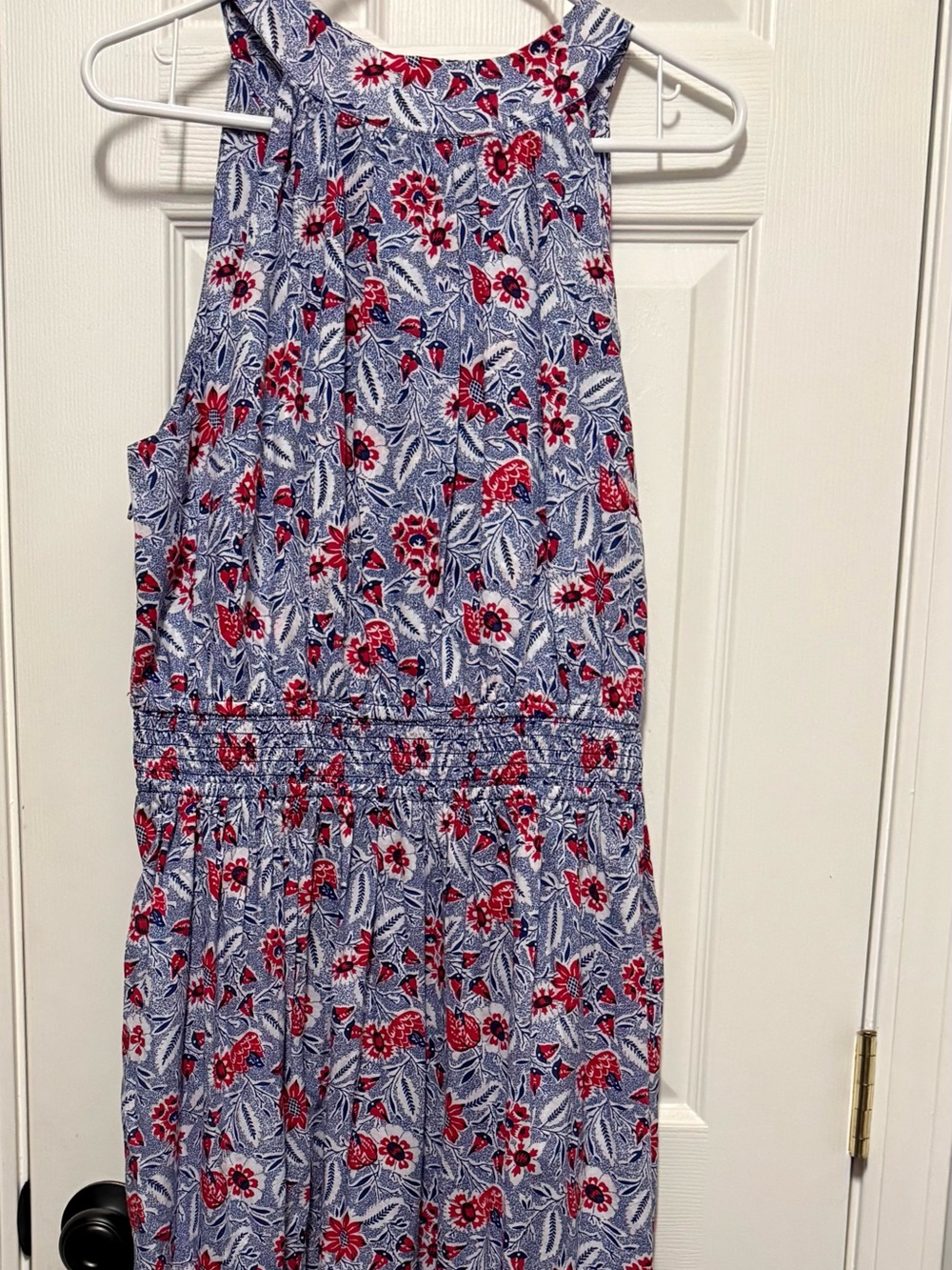 Wonderly Red and Blue Floral Print halter Dress, Large, NWT